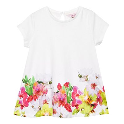 Girls' white floral print top